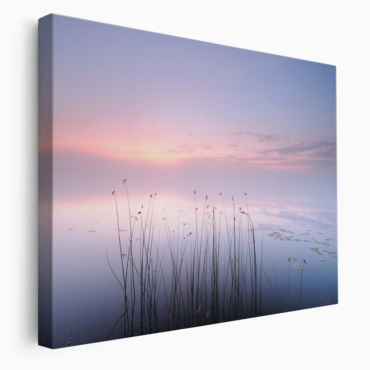 Serene Swedish Lake at Dusk Pastel Wall Art by Luxuriance Designs. Made in USA.