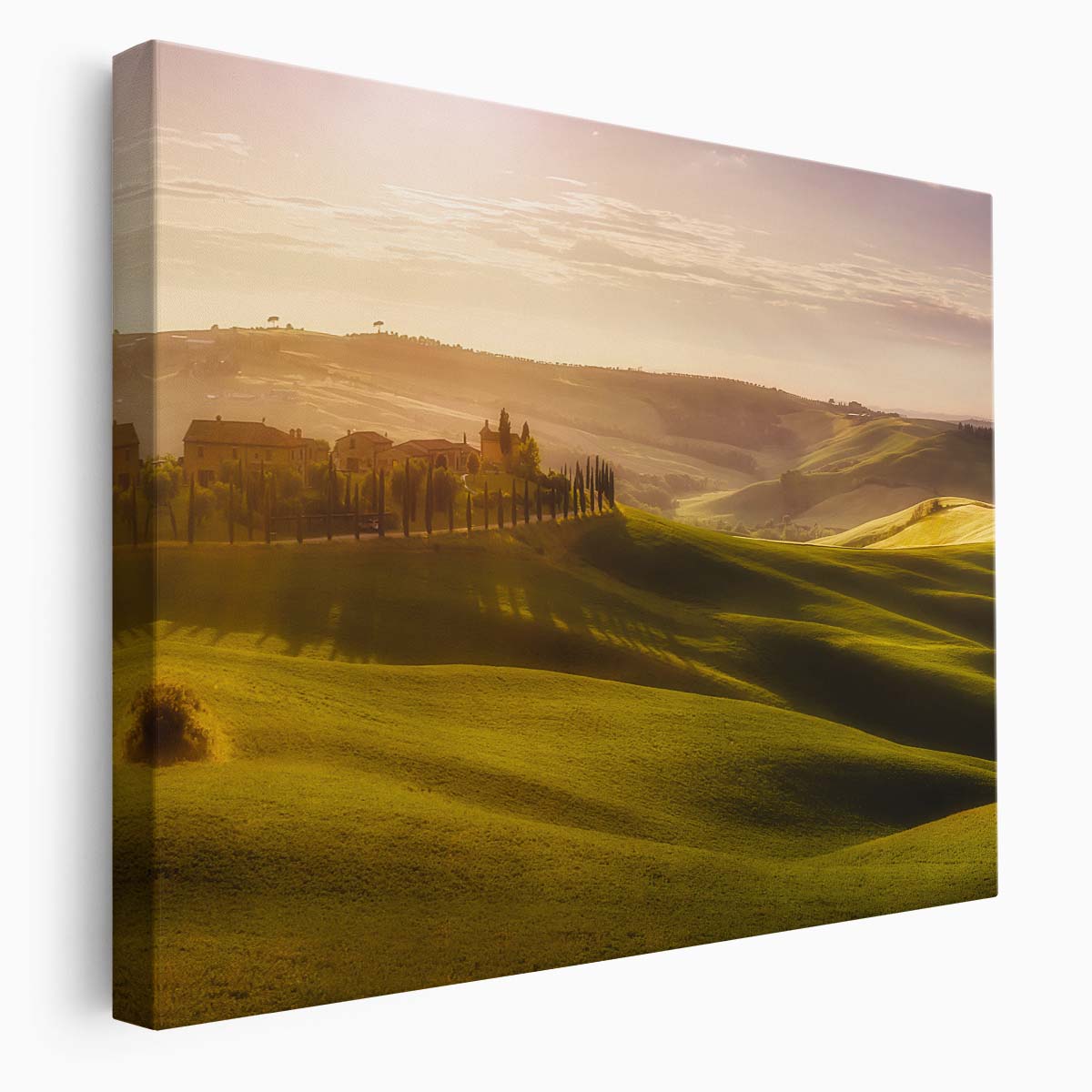 Iconic Tuscany Sunrise Landscape Panorama Wall Art by Luxuriance Designs. Made in USA.