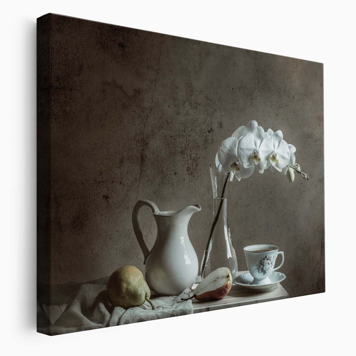Orchid & Pear Still Life Floral Kitchen Wall Art by Luxuriance Designs. Made in USA.