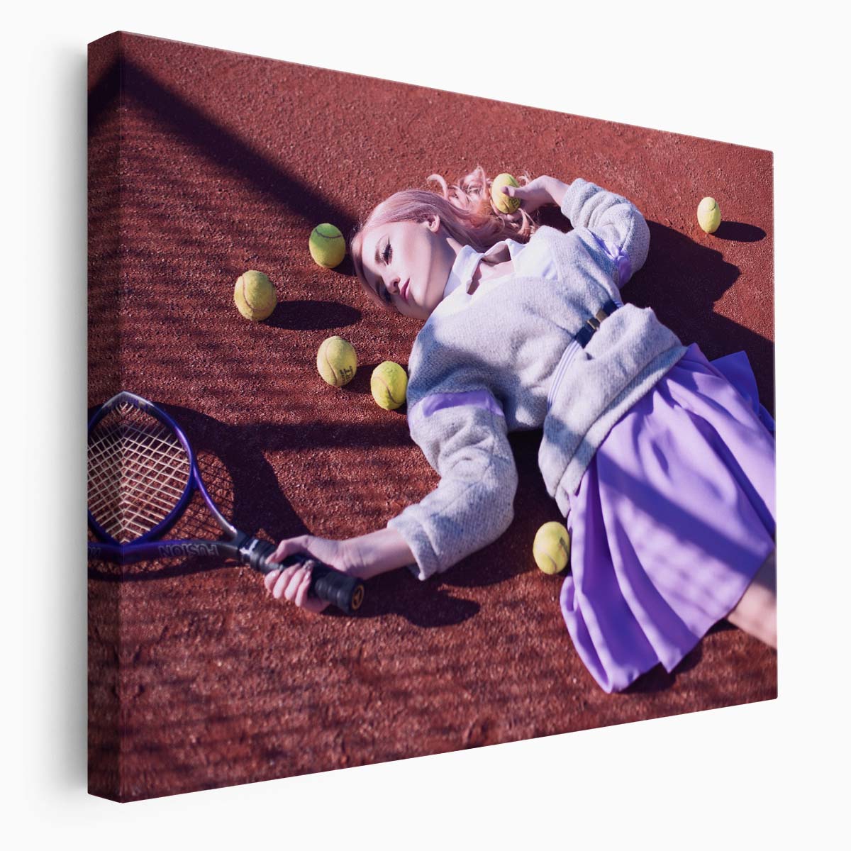 Tennis Girl in Action Fashionable Sports Portrait Photography Wall Art
