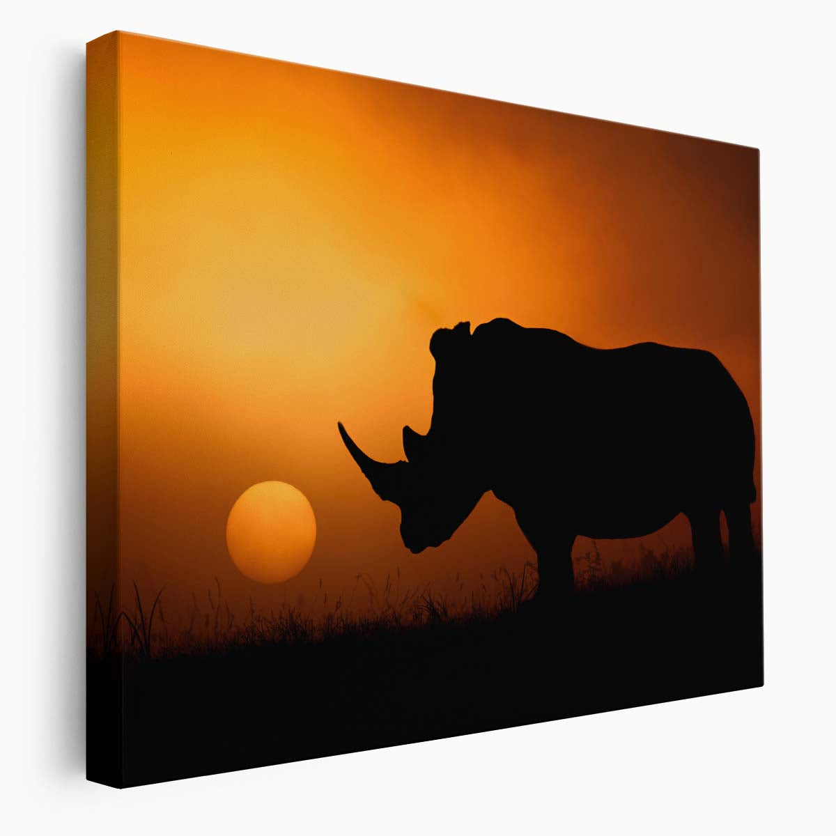 Misty Kruger Park Rhino Sunrise Safari Wall Art by Luxuriance Designs. Made in USA.