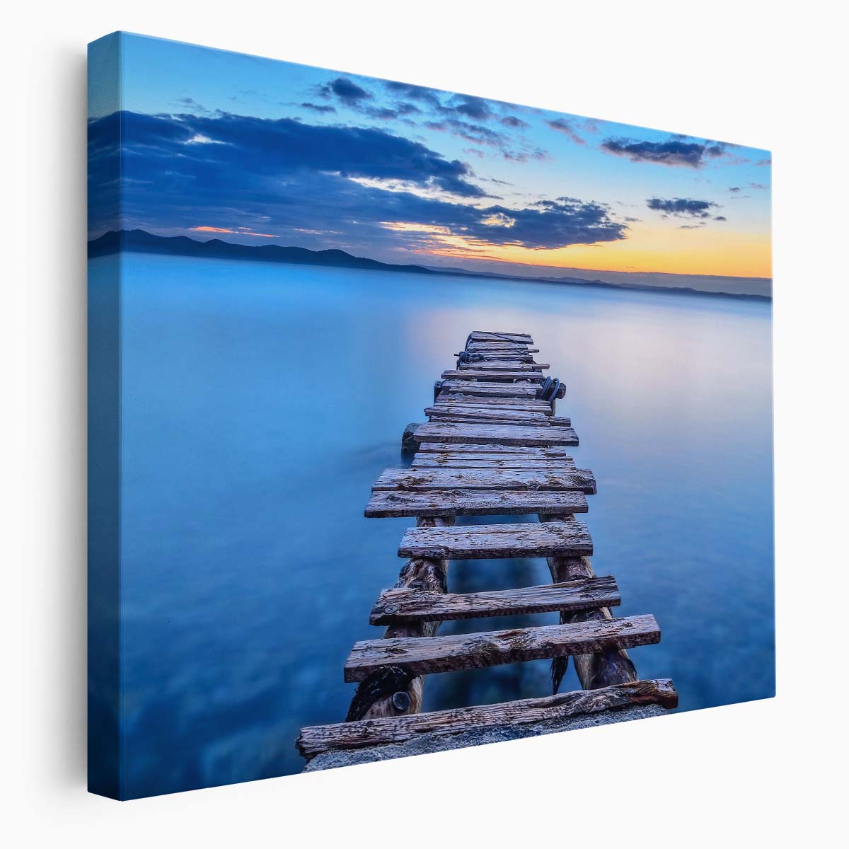 Serene Zadar Pier Seascape Tranquil Ocean Wall Art by Luxuriance Designs. Made in USA.