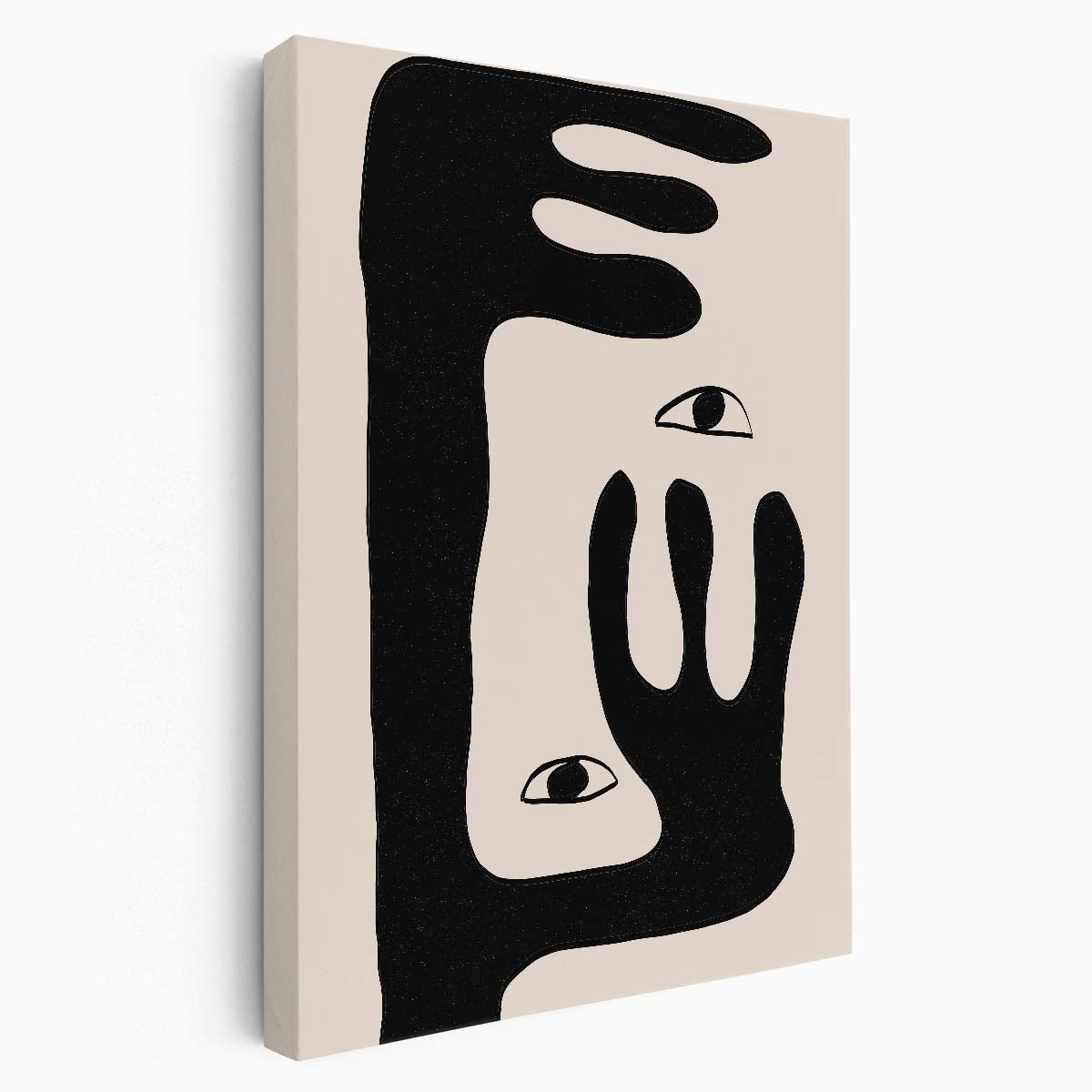 Abstract Eye & Hand Illustration, Beige Wall Art by MIUUS STUDIO by Luxuriance Designs, made in USA