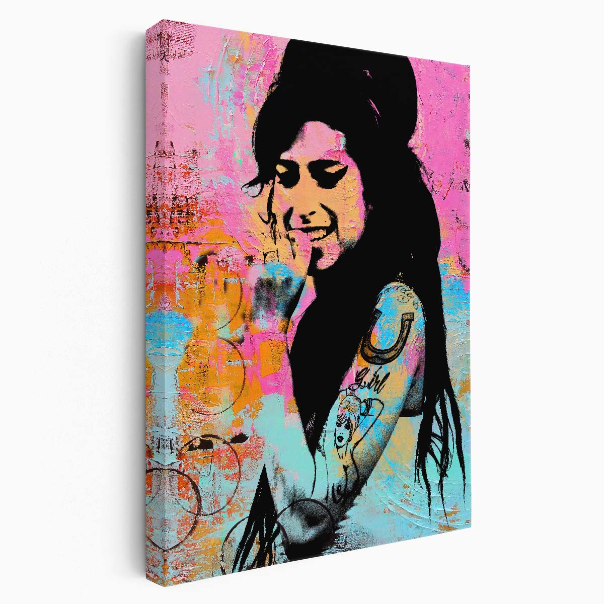 Amy Winehouse Circle Graffiti Wall Art by Luxuriance Designs. Made in USA.