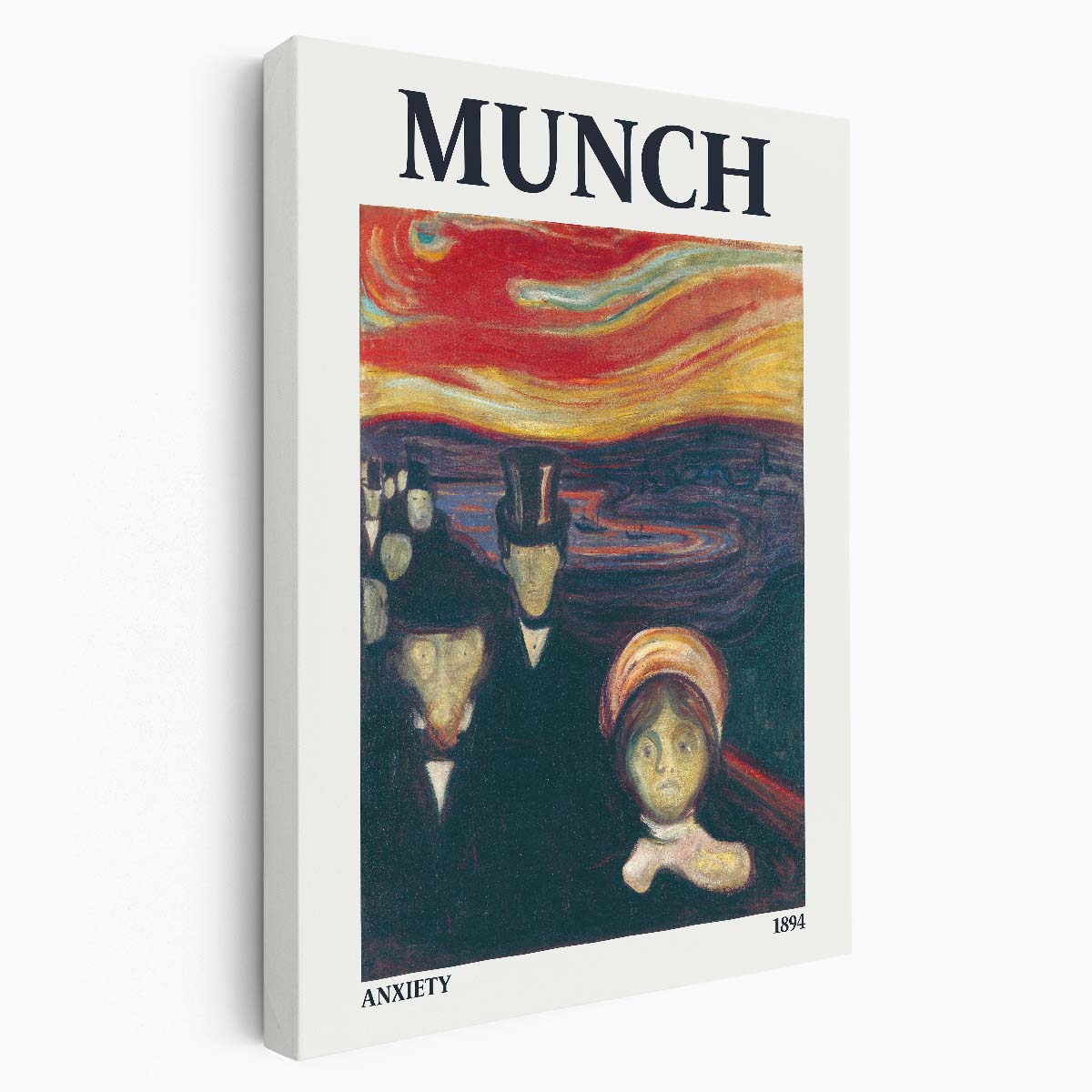Edvard Munch Anxiety Acrylic Illustration Painting, 1894 Norway Masterpiece by Luxuriance Designs, made in USA