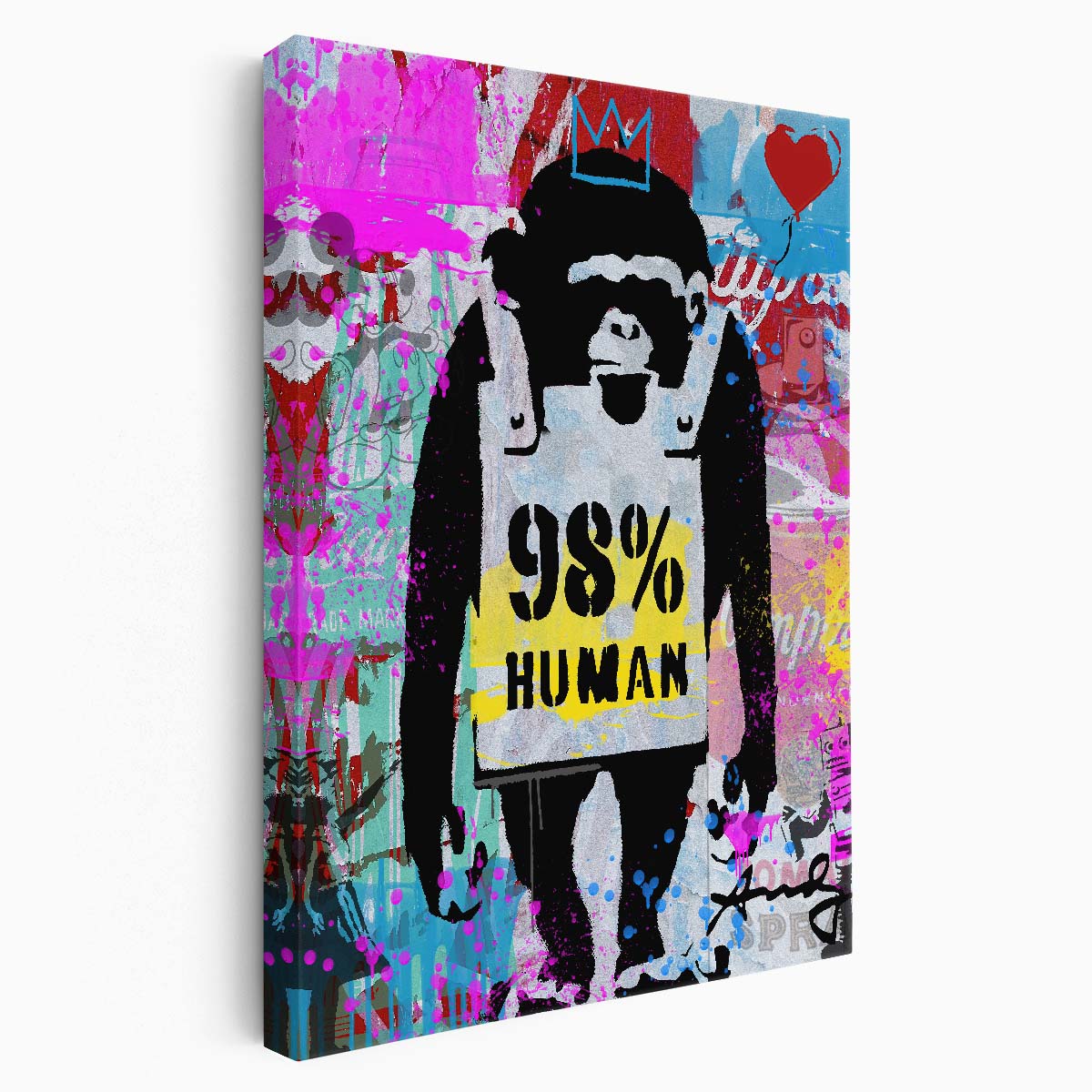 Banksy 98% Human Graffiti Wall Art by Luxuriance Designs. Made in USA.