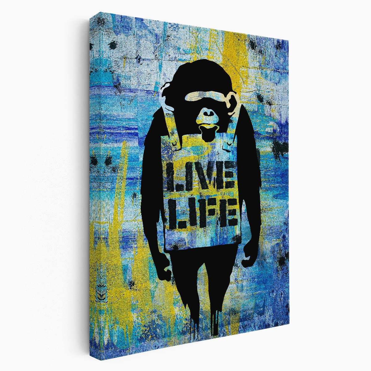 Banksy Live Life Monkey Graffiti Wall Art by Luxuriance Designs. Made in USA.