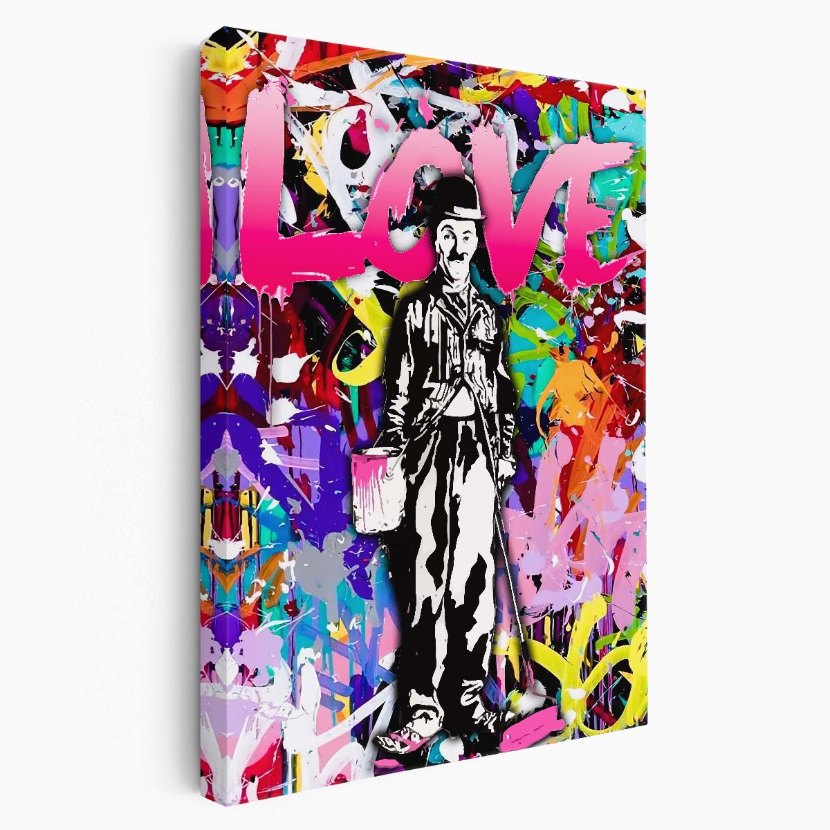 Banksy Love Chaplin Abstract Graffiti Wall Art by Luxuriance Designs. Made in USA.