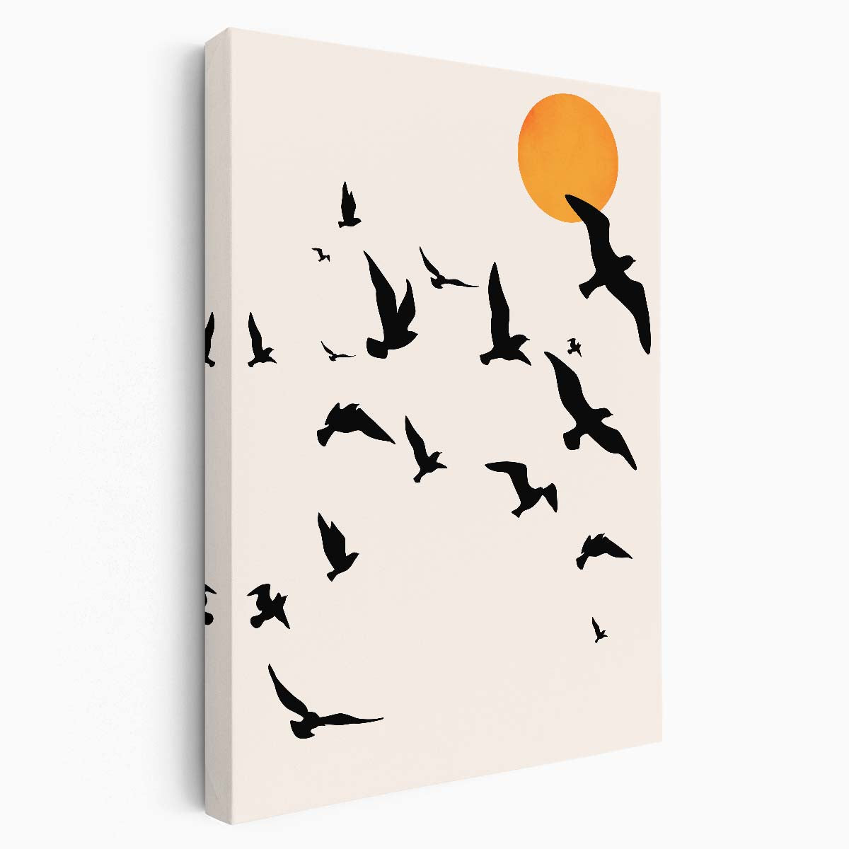Bright Kubistika Bird Silhouette Illustration, Flying Wildlife Art by Luxuriance Designs, made in USA