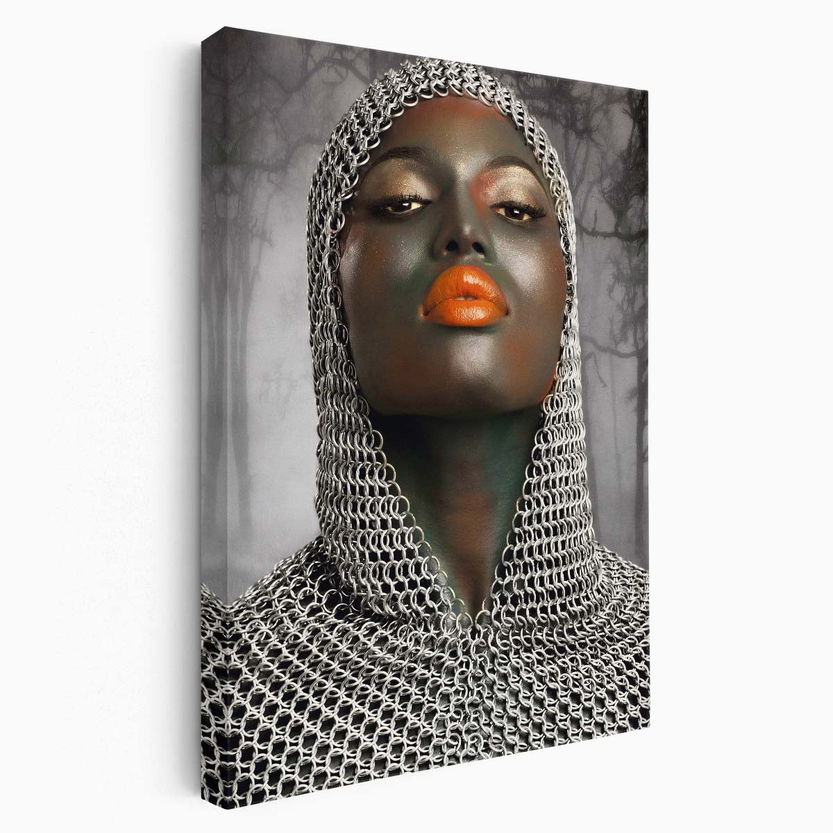 Medieval Warrior Woman Photography Mysterious Forest Chainmail Portrait by Luxuriance Designs, made in USA