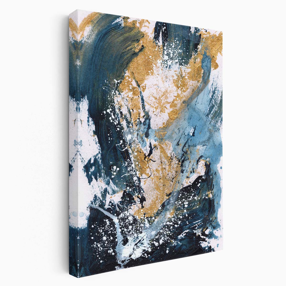 Dan Hobday's Contemporary Golden Blue Abstract Illustration Art by Luxuriance Designs, made in USA