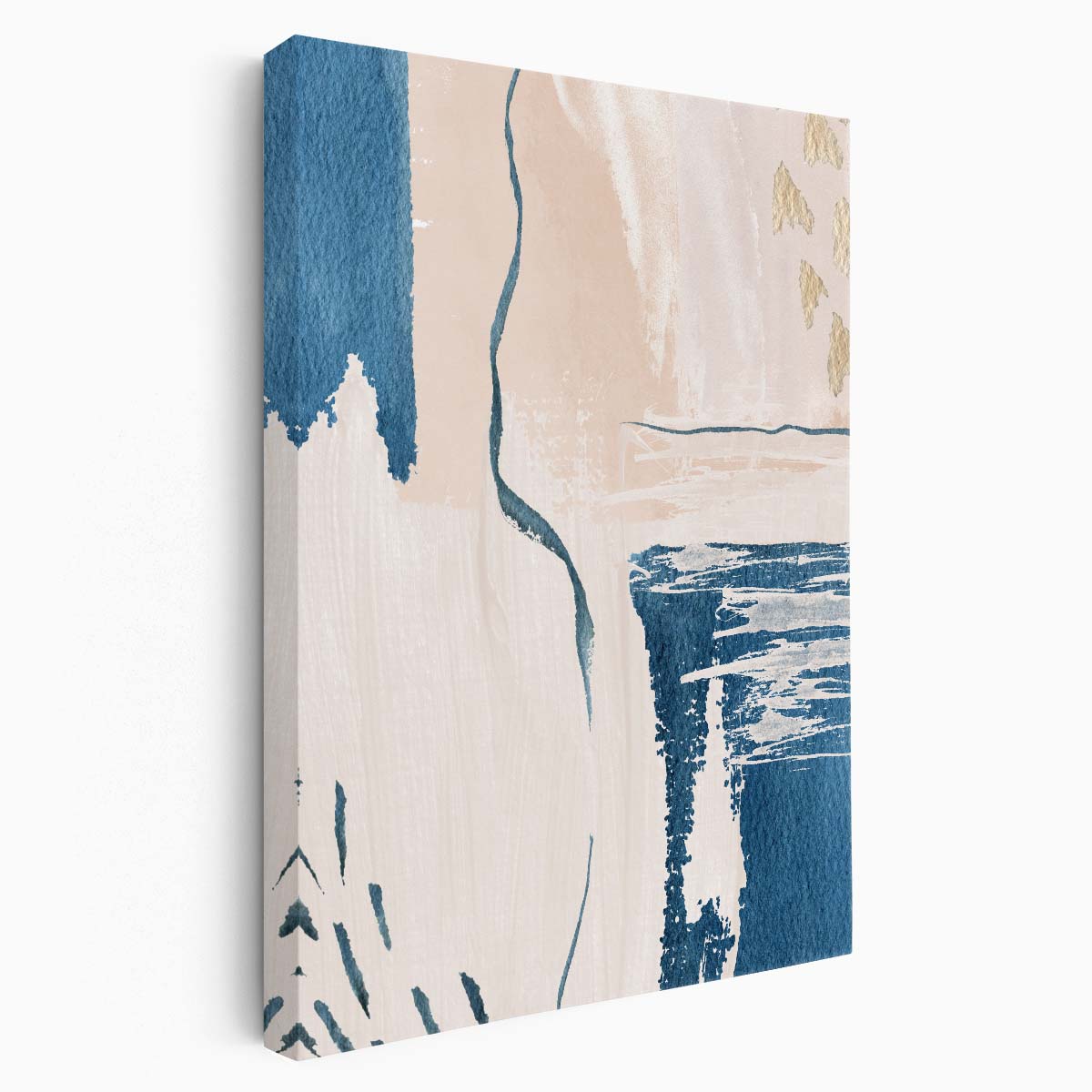 Modern Minimalist Blue & Beige Abstract Acrylic Wall Art Illustration by Luxuriance Designs, made in USA