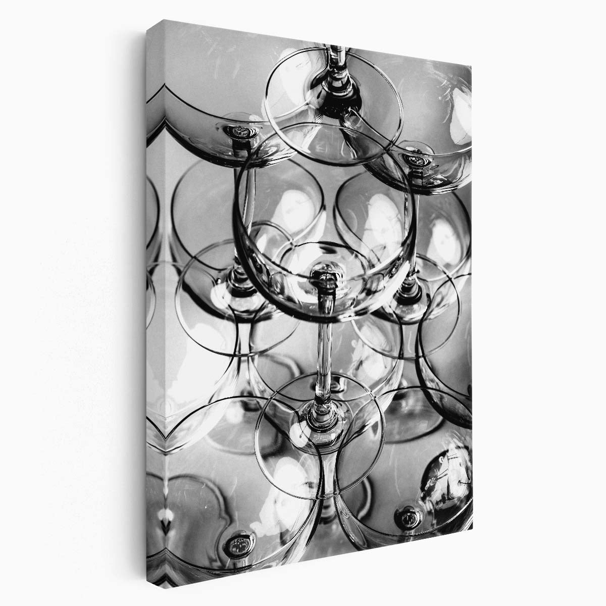 Monochrome Champagne Tower Photography - Abstract Cocktail Bar Art by Luxuriance Designs, made in USA