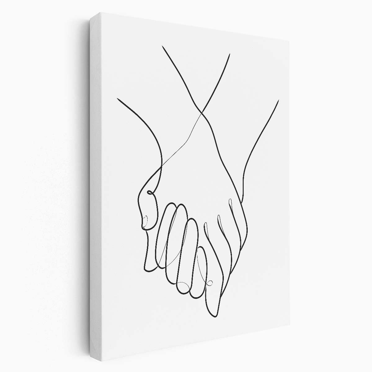 Romantic Line Art Illustration of Couple Holding Hands in Monochrome by Luxuriance Designs, made in USA