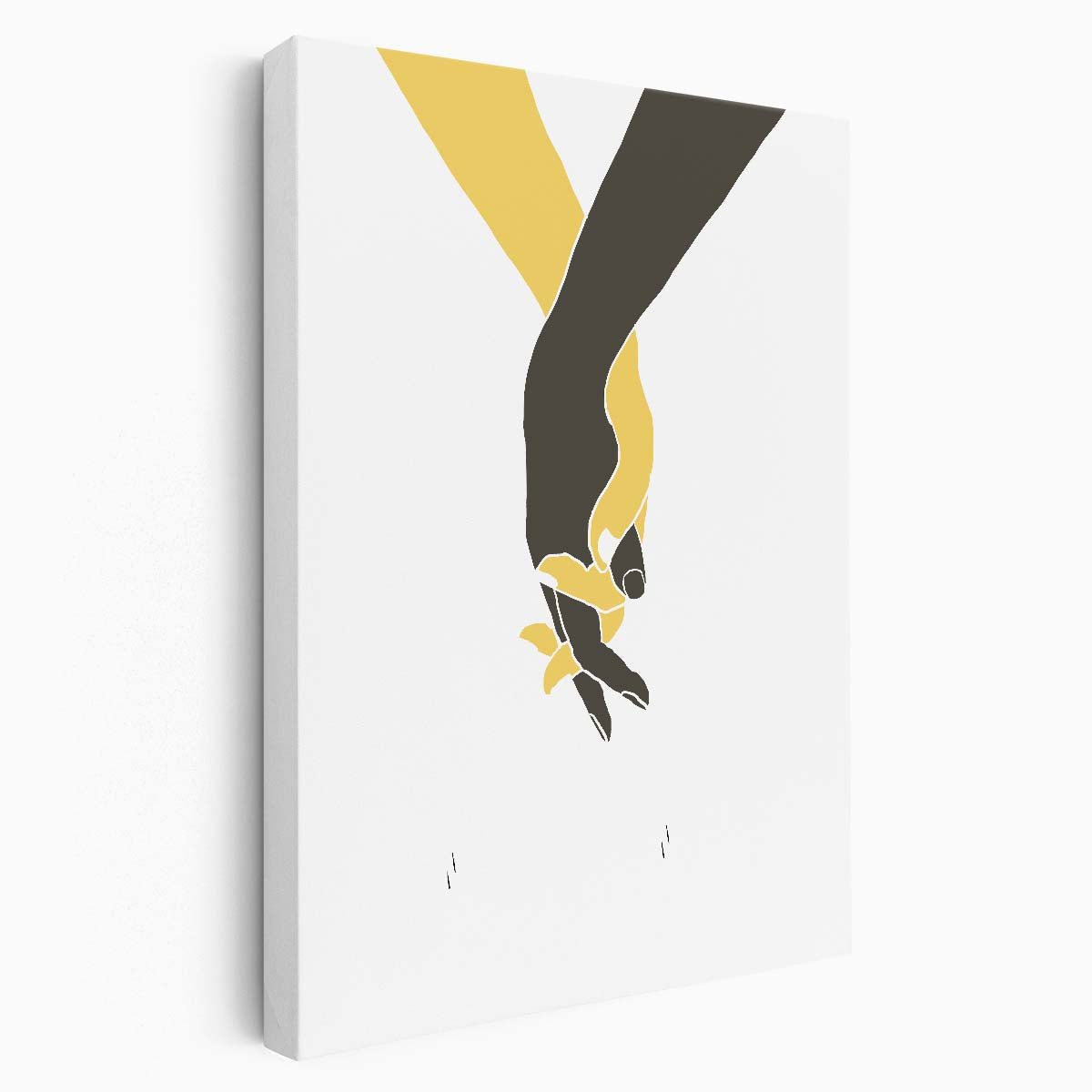 Romantic Minimalistic Illustration of Couple Holding Hands, Mid-Century Art by Luxuriance Designs, made in USA
