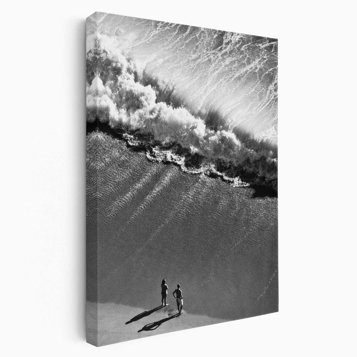 Monochrome Aerial Photography of Couple on Coastal Beach Vacation by Luxuriance Designs, made in USA