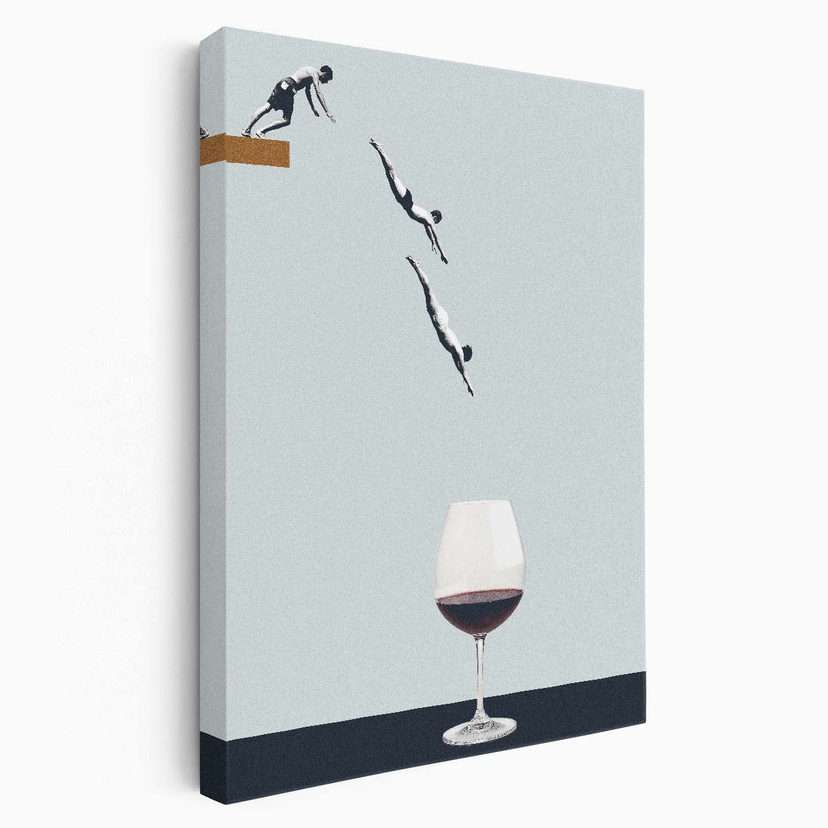 Surreal Mid-Century Wine Dive Illustration, Men's Bar Art by Luxuriance Designs, made in USA