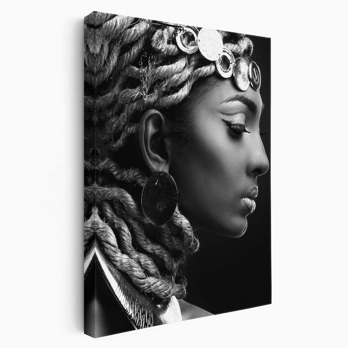 Serenely Tranquil Egyptian Woman Portrait in Monochrome Photography by Luxuriance Designs, made in USA