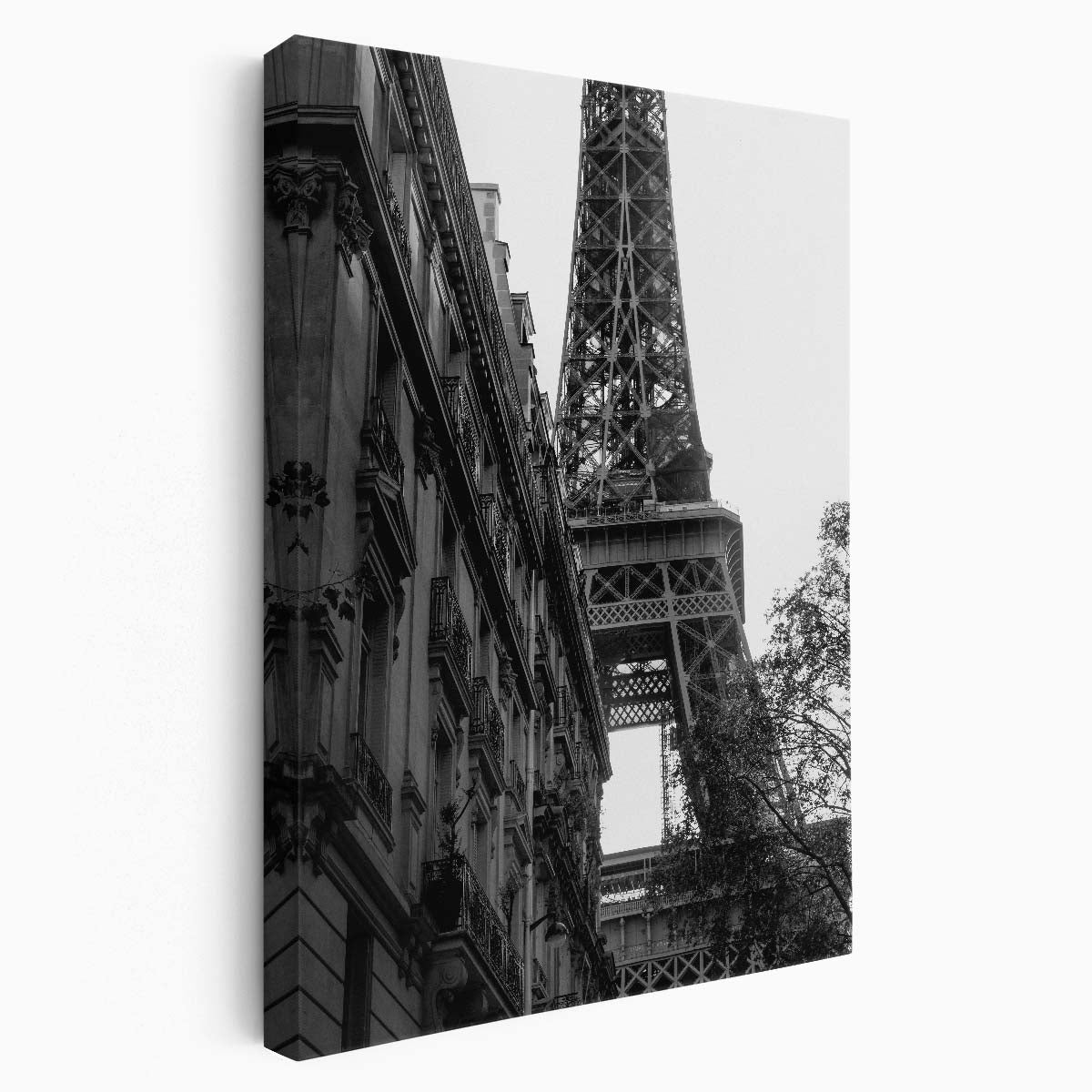 Paris Eiffel Tower Monochrome Photography, Iconic Urban Cityscape Wall Art by Luxuriance Designs, made in USA