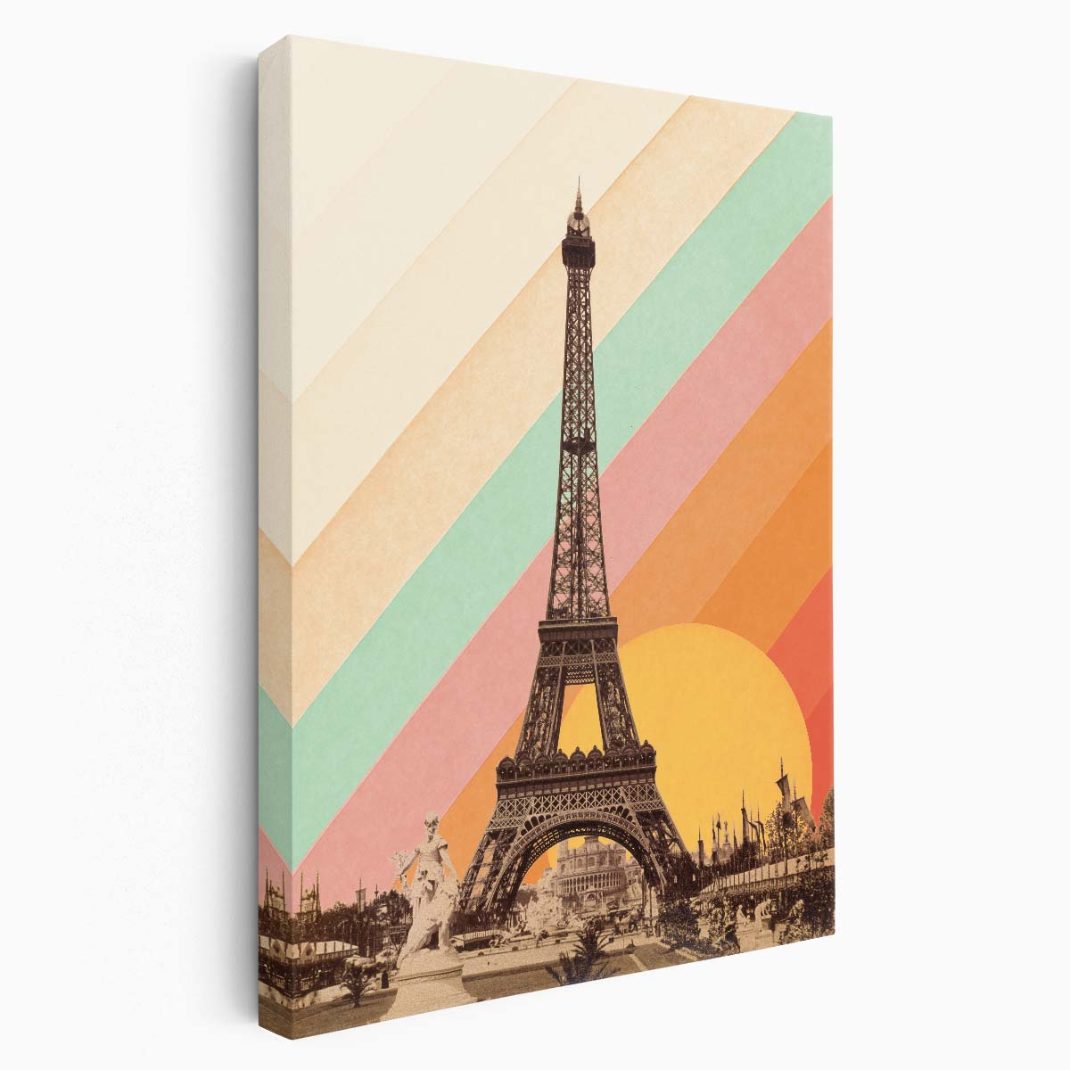 Parisian Eiffel Tower Illustration with Rainbow Colors by Florent Bodart by Luxuriance Designs, made in USA