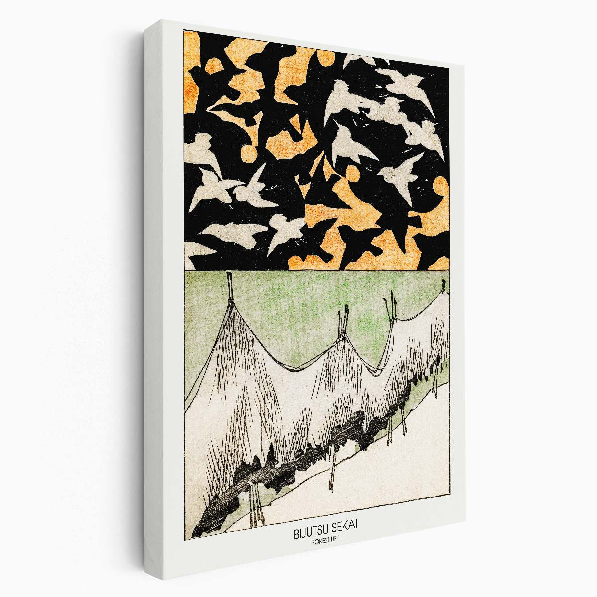Japanese Master Bijutsu Sekai's Abstract Forest Life Illustration Poster by Luxuriance Designs, made in USA
