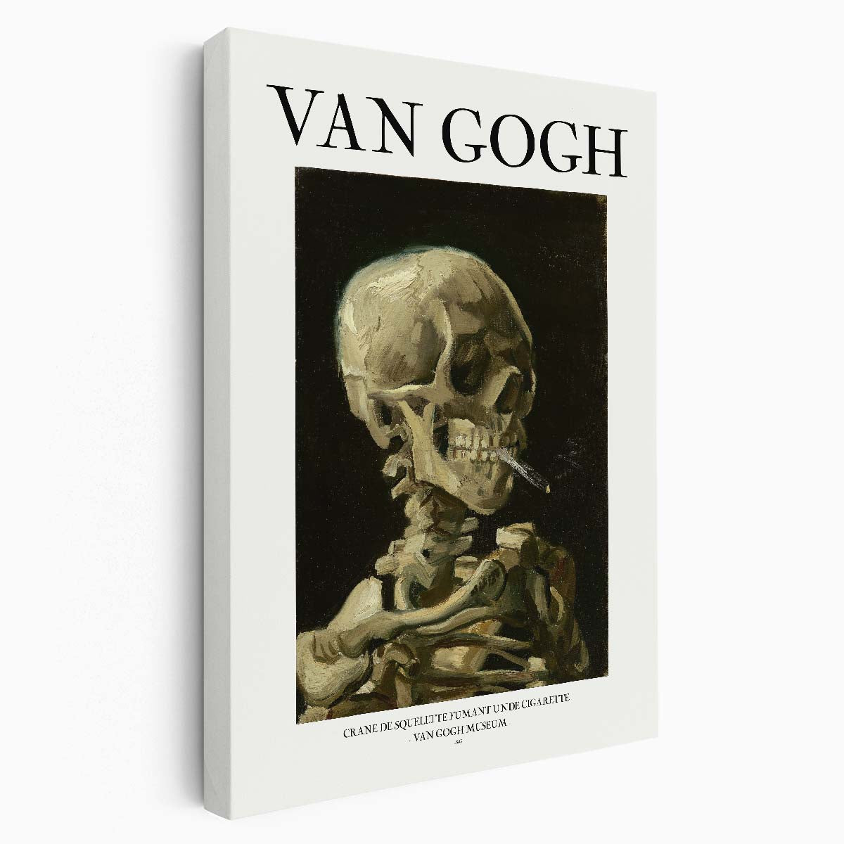 Van Gogh Skull Illustration, Smoking Skeleton Acrylic Painting Poster by Luxuriance Designs, made in USA
