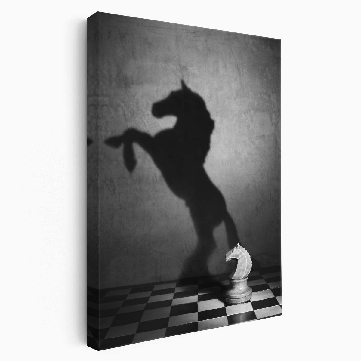 Monochrome Equestrian Chess Board Photography Wall Art by Luxuriance Designs, made in USA