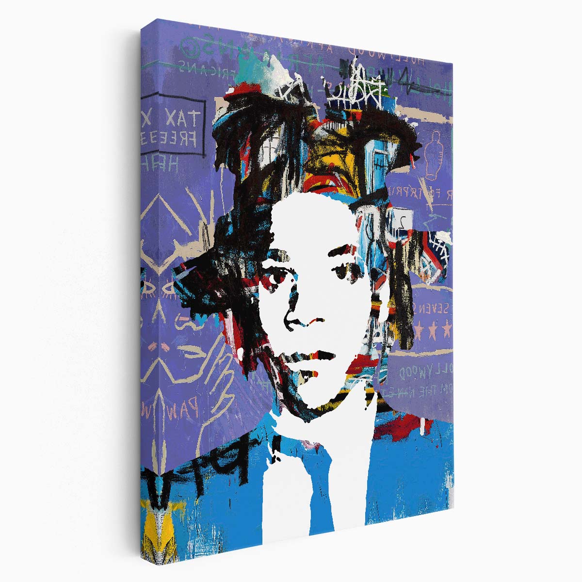 Jean-Michel Basquiat Portrait Graffiti Wall Art by Luxuriance Designs. Made in USA.
