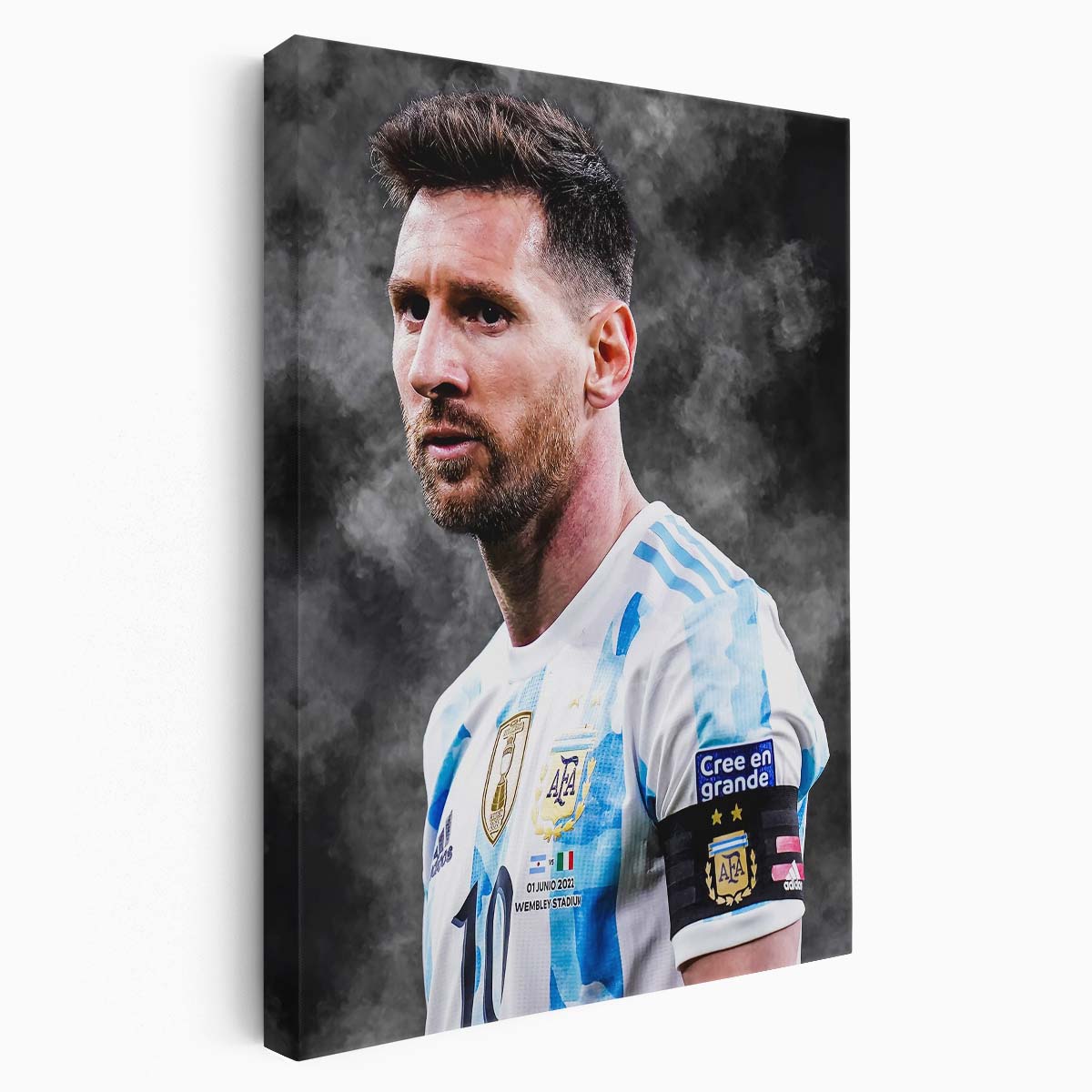 Lionel Messi Portrait Argentine Captain World Cup Wall Art by Luxuriance Designs. Made in USA.