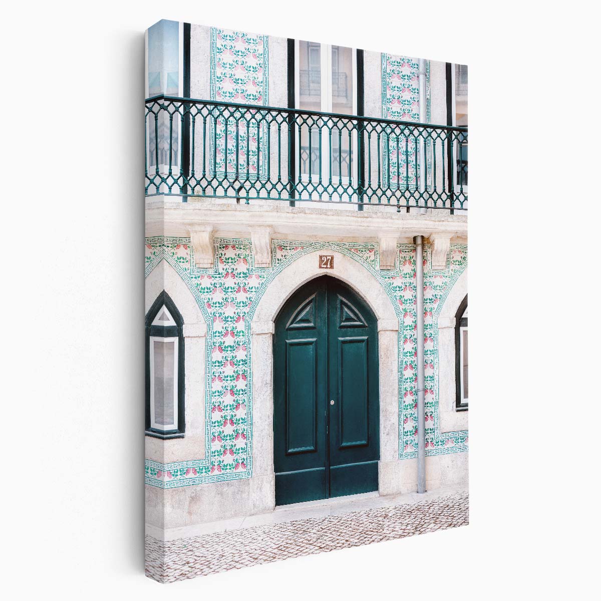 Architecture Photography of Green Door in Lisbon, Portugal by Luxuriance Designs, made in USA