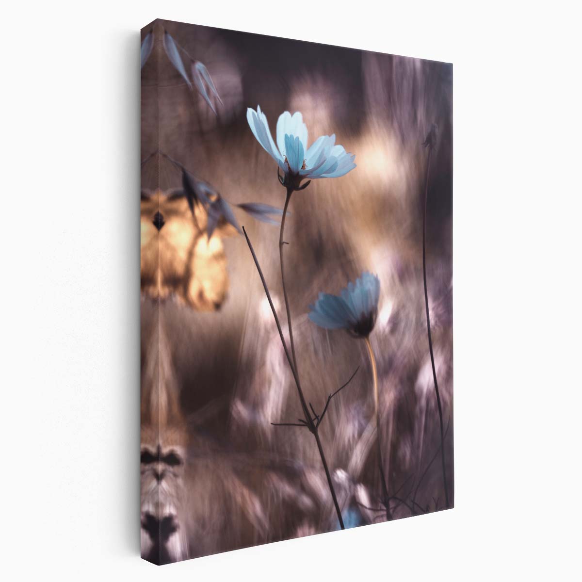 Delicate Blue Autumn Flower Macro Photography Wall Art by Luxuriance Designs, made in USA
