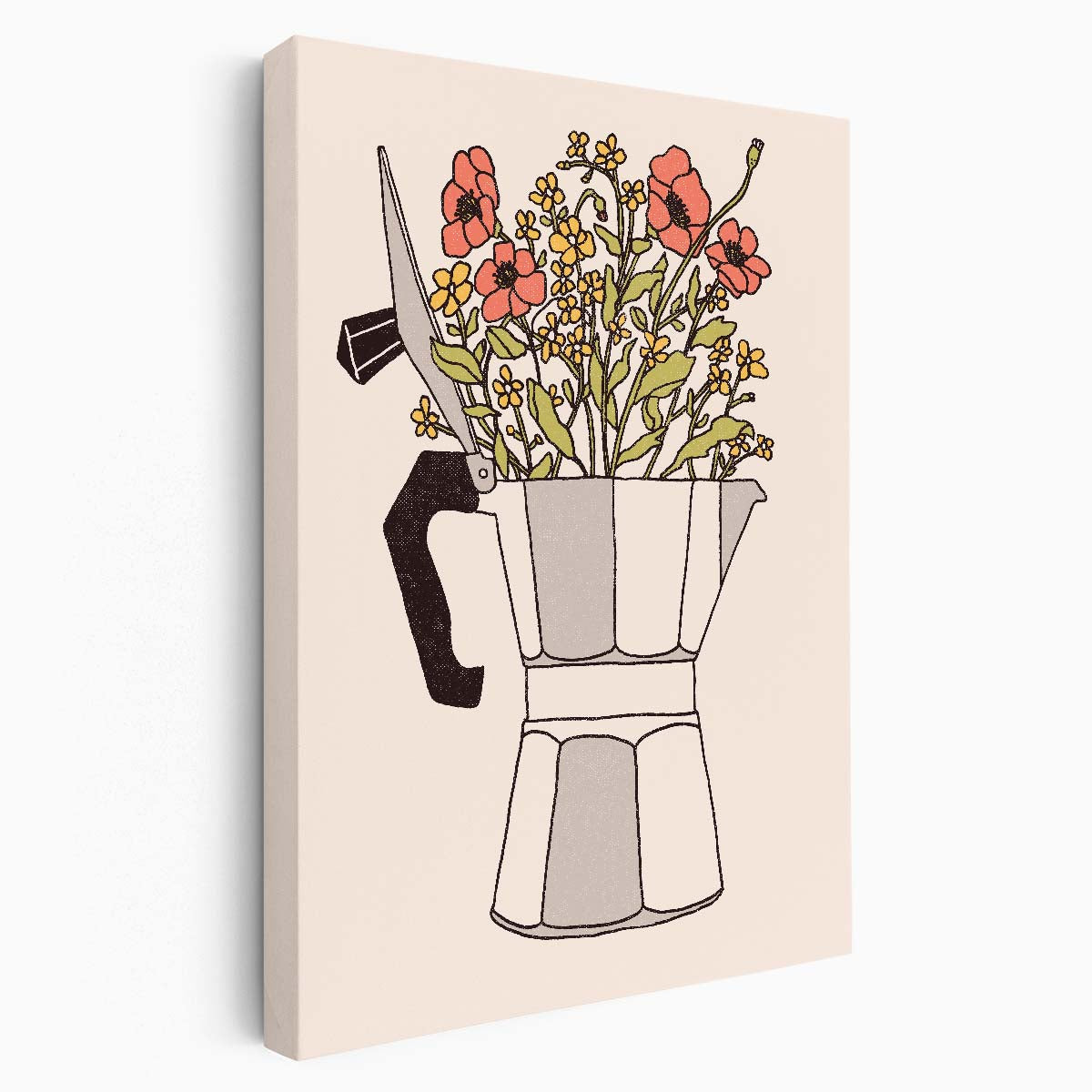 Colorful Floral Vase Illustration Wall Art by Florent Bodart by Luxuriance Designs, made in USA