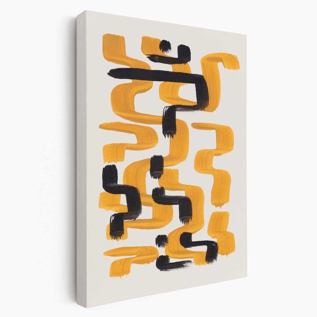 Geometric Mustard Yellow Abstract Illustration Poster with Bright Background by Luxuriance Designs, made in USA