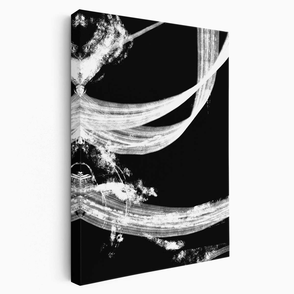 Monochrome Abstract Geometric Illustration Tapestry - Painterly Black and White by Luxuriance Designs, made in USA