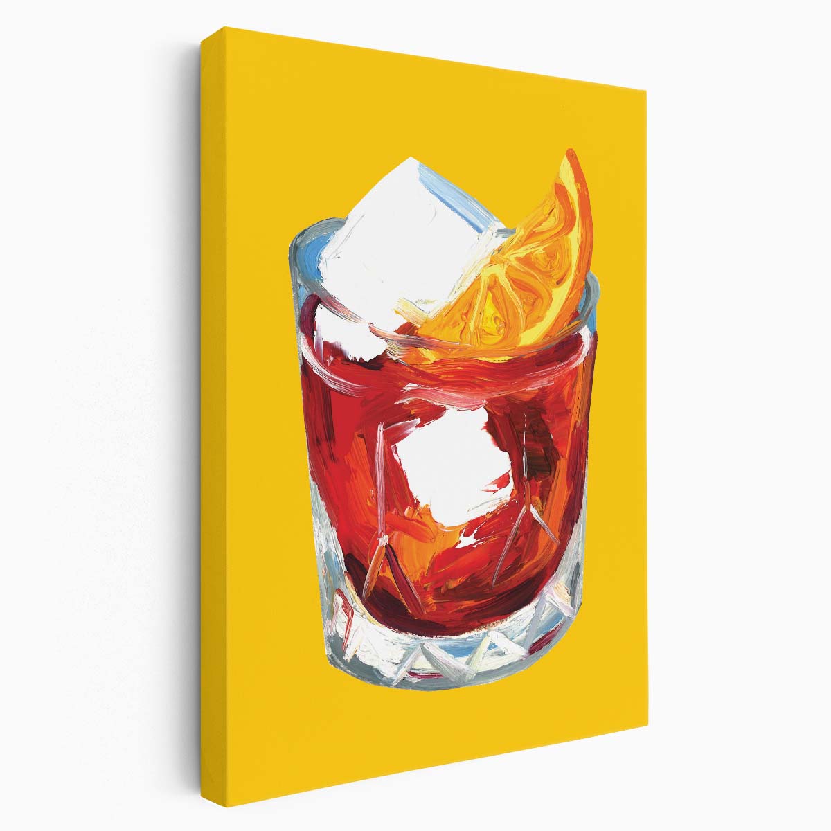 Colorful Negroni Cocktail Illustration, Icy Winter Bar Scene Art by Luxuriance Designs, made in USA