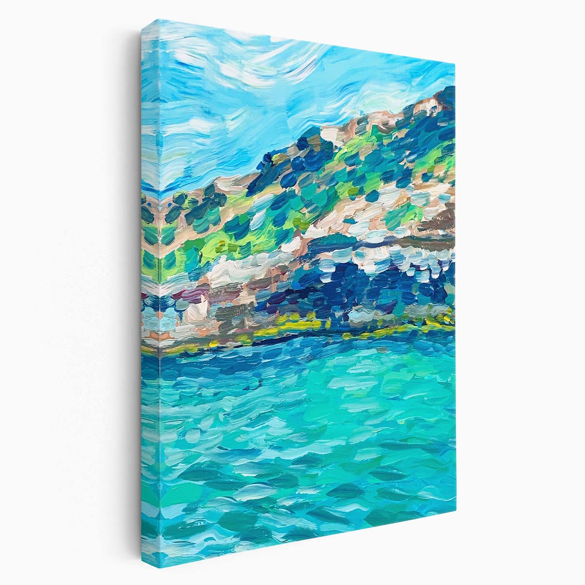 Vibrant Mallorca Spain Seascape Illustrated Acrylic Wall Art by Luxuriance Designs, made in USA