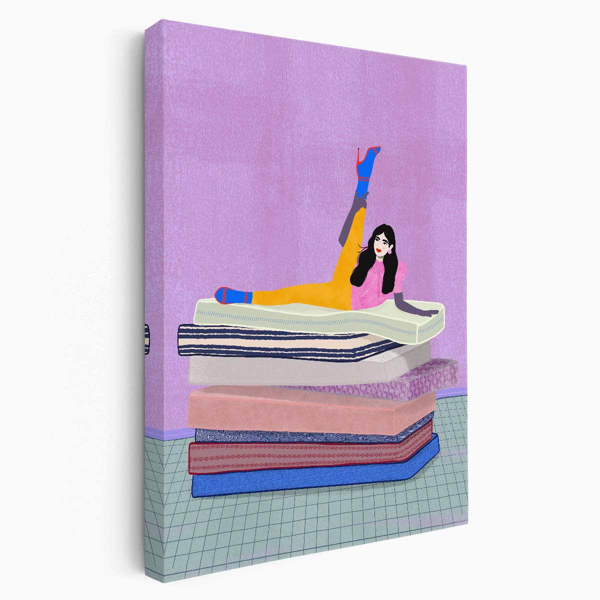 Flexible Yoga Pose Woman Illustration Wall Art for Zen Spa by Luxuriance Designs, made in USA