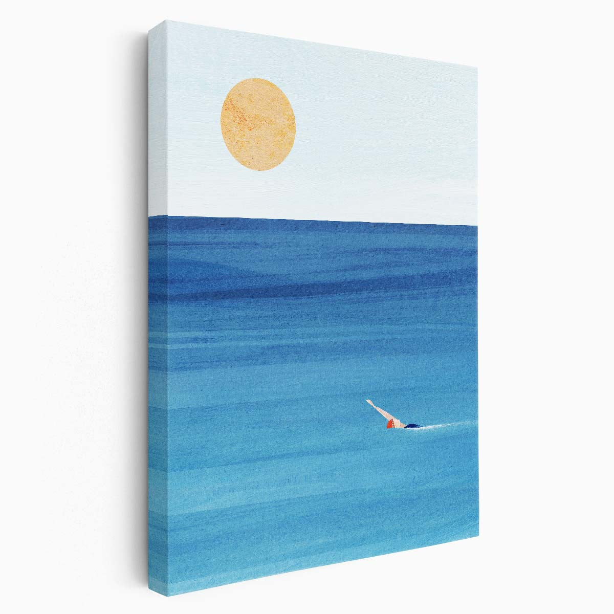 Tranquil Seascape Swimmer Illustration Art by Longwayhome by Luxuriance Designs, made in USA