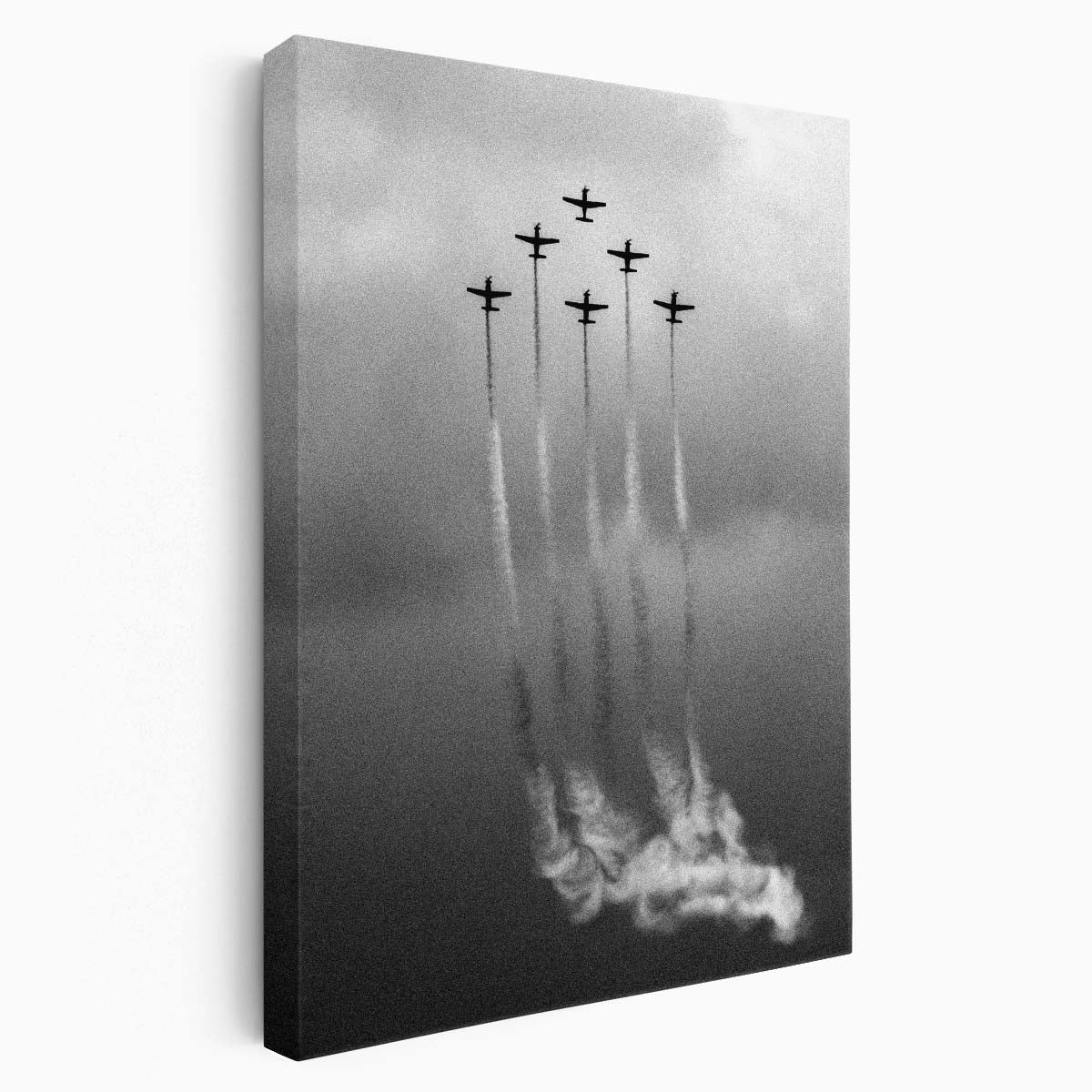 Action-Packed Monochrome Jet Formation Sky Photography Wall Art by Luxuriance Designs, made in USA