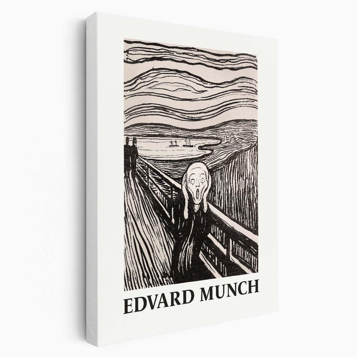 Edvard Munch Masterpiece The Scream Monochrome Acrylic Painting Poster by Luxuriance Designs, made in USA