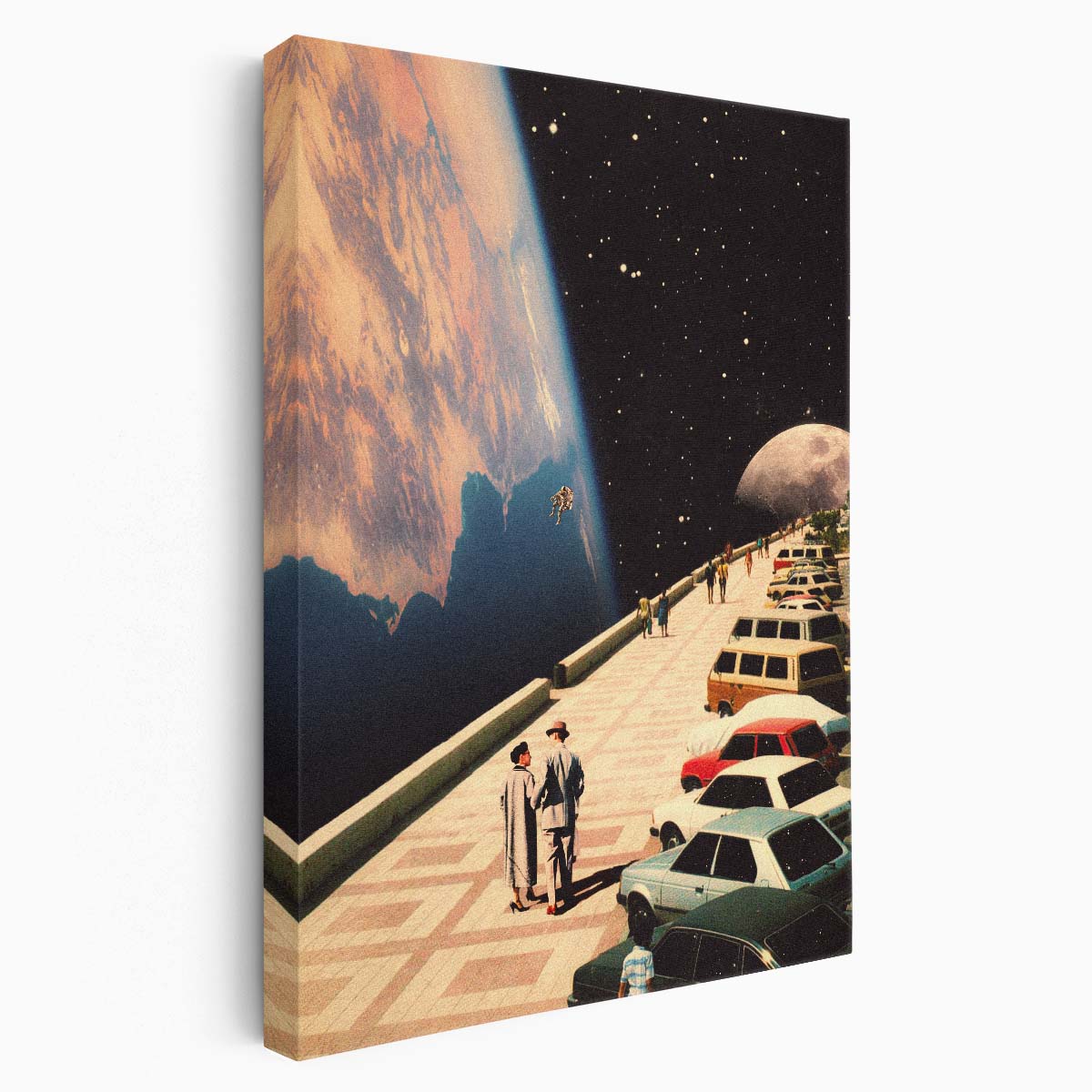 Surreal Space Collage Art - Retro Futuristic Adventure Illustration by Luxuriance Designs, made in USA