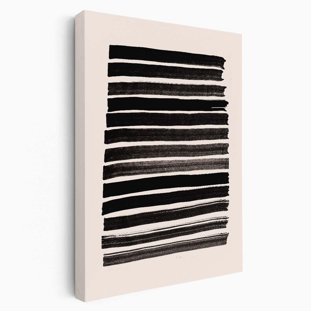 Abstract Geometric Line Art Illustration in Beige & Black Stripes by Luxuriance Designs, made in USA