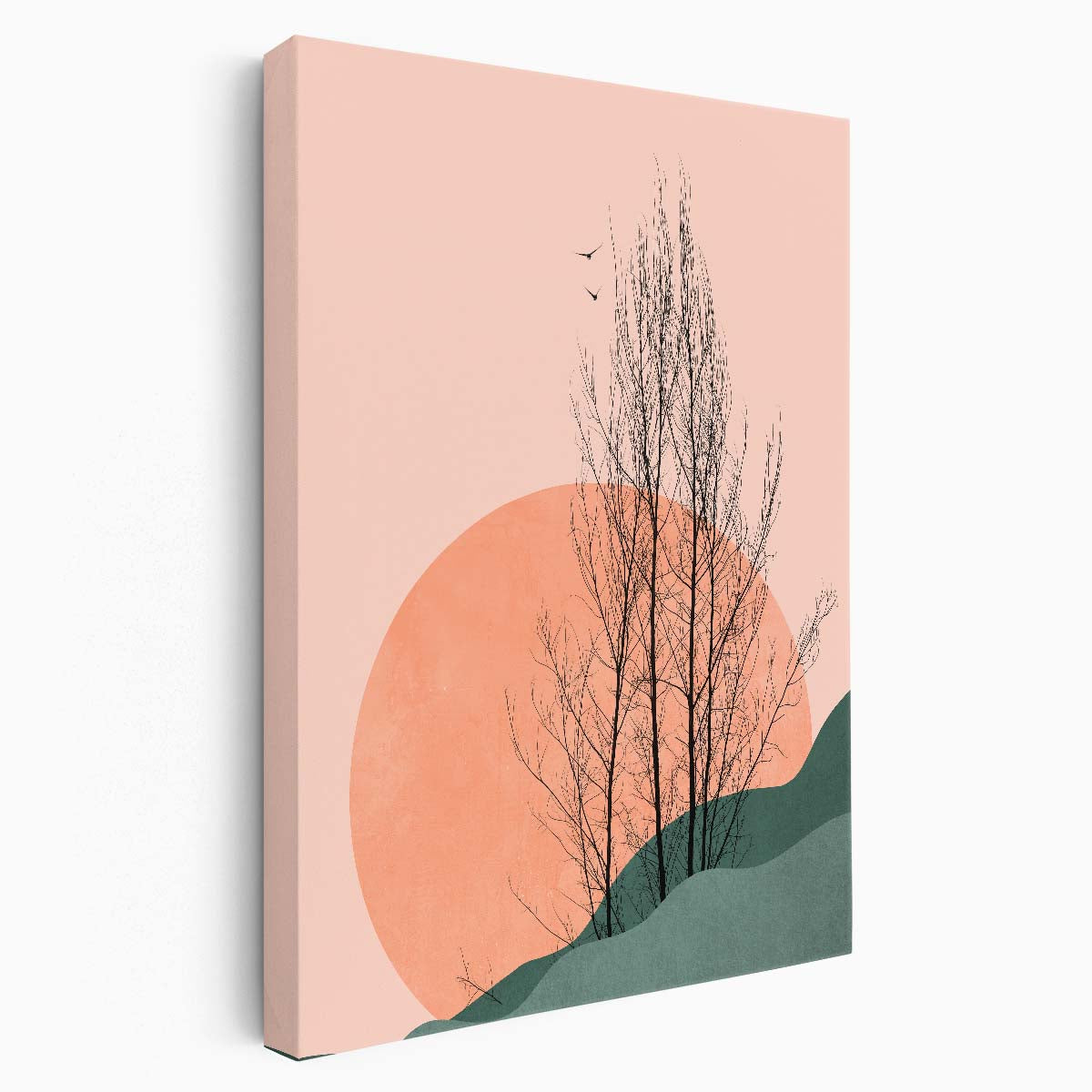 Kubistika's Tranquil Sunset Tree Branch Illustration Wall Art by Luxuriance Designs, made in USA
