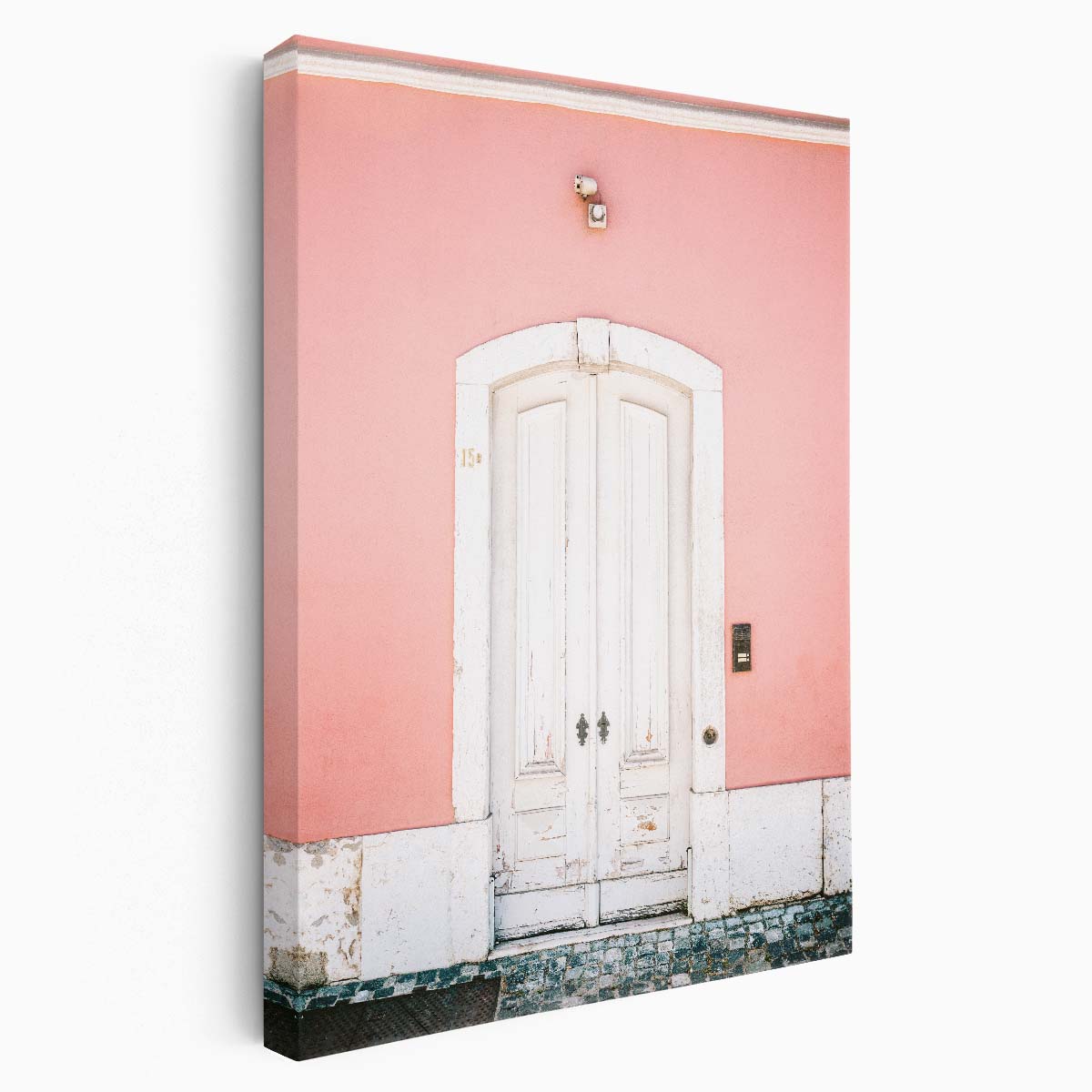 Lisbon Portugal Architectural Photography Red Door Facade Wall Art by Luxuriance Designs, made in USA