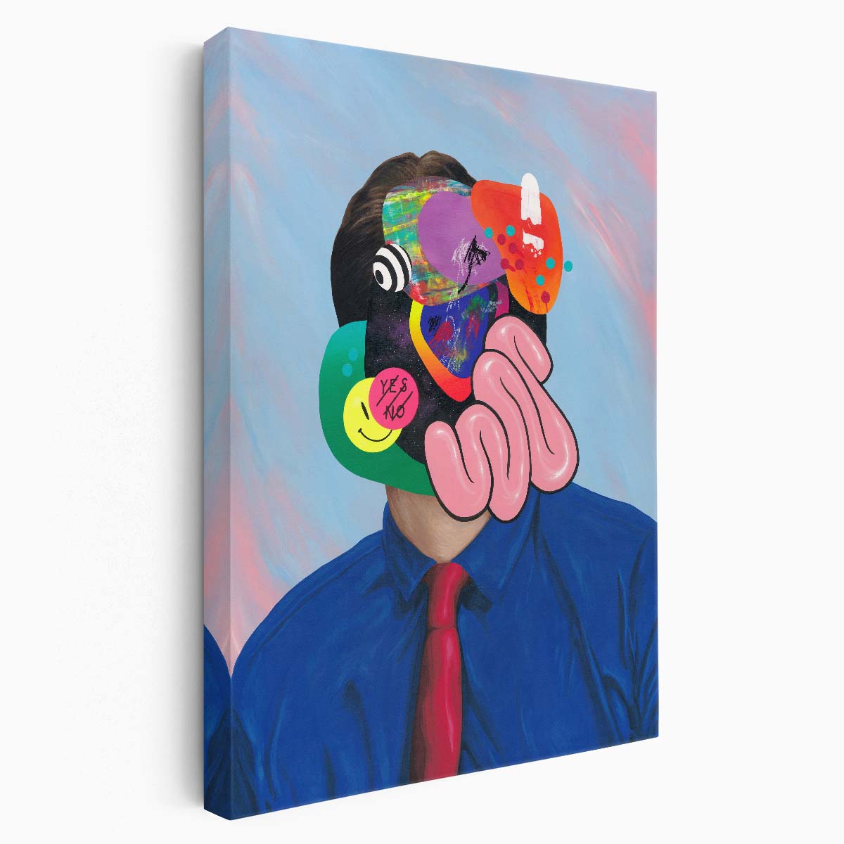 Colorful Surrealist Man Illustration - Pop Art Sky Composite by Luxuriance Designs, made in USA