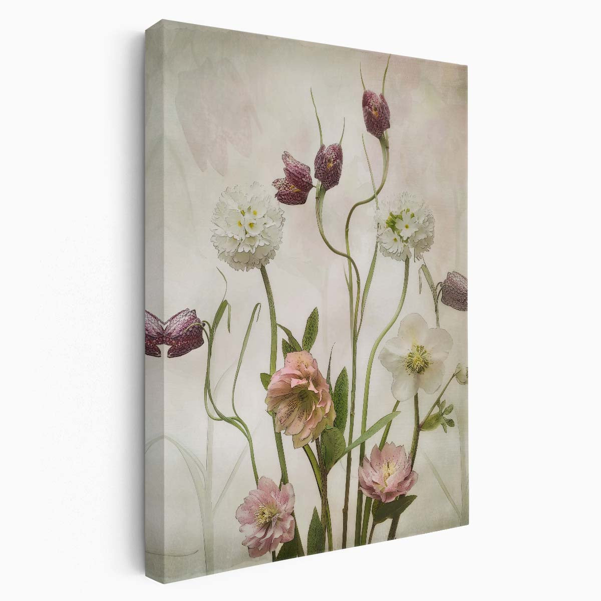Spring Floral Still Life Photography - White Pink Flowers by Luxuriance Designs, made in USA