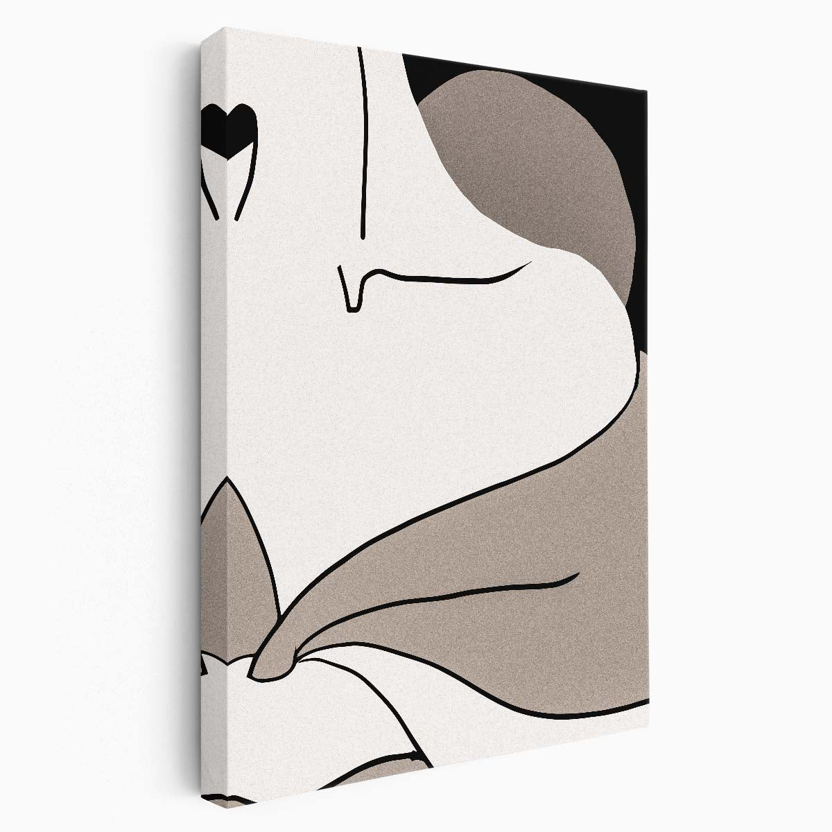 Mid-Century Beige Female Shoulder Abstract Illustration Art by Luxuriance Designs, made in USA