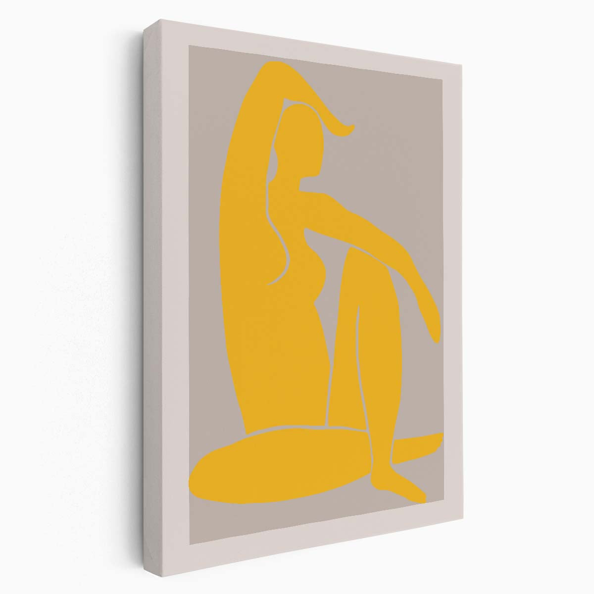 Mid-Century Yellow Woman Portrait Illustration, Figurative Wall Art by Luxuriance Designs, made in USA