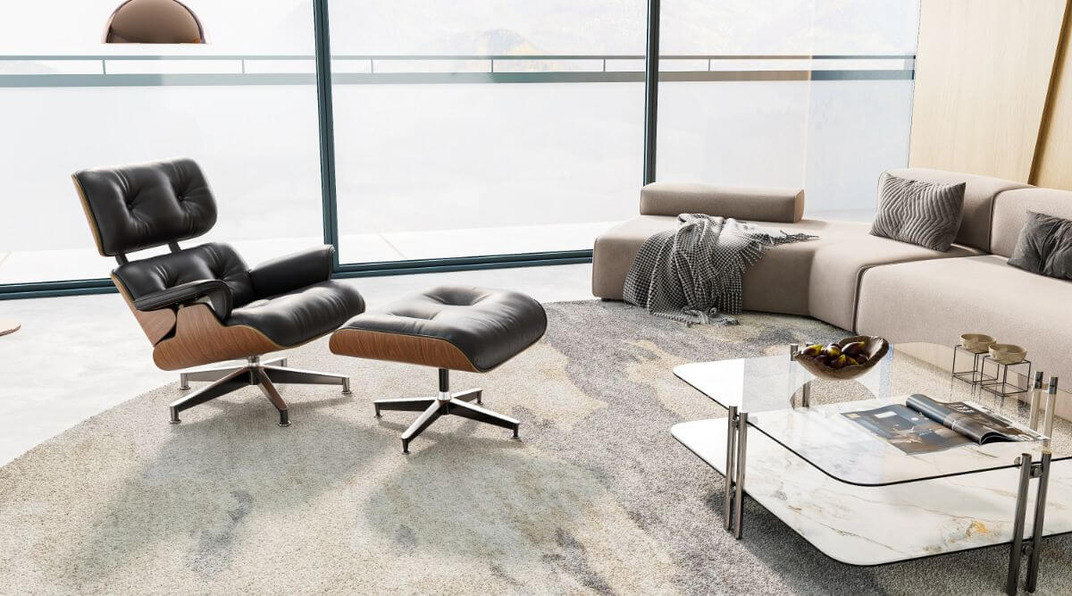 Luxuriance Designs - Eames Lounge Chair and Ottoman Replica (Premium Tall Version) - Walnut Black in Penthouse Living Room - Review
