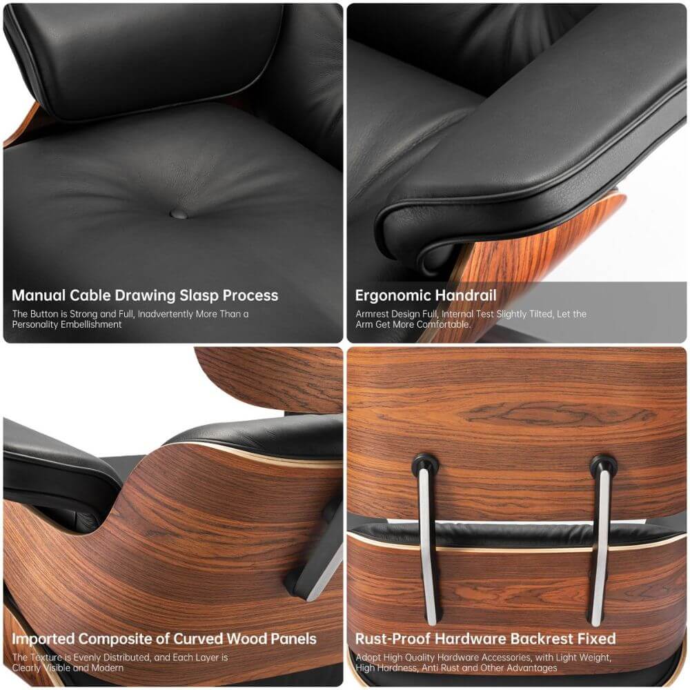 Luxuriance Designs - Eames Lounge Chair and Ottoman Replica (Premium Tall Version) - Features Detail - Review